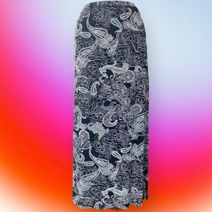 ❌SOLD❌ Y2K Black Paisley Stretchy Slinky Plus Size Maxi Skirt Goth Whimsigoth